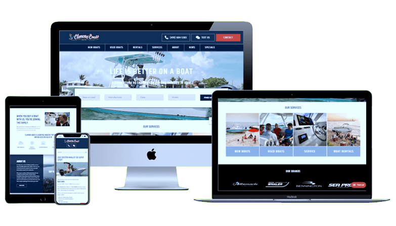 clemons boats website redesign mockup